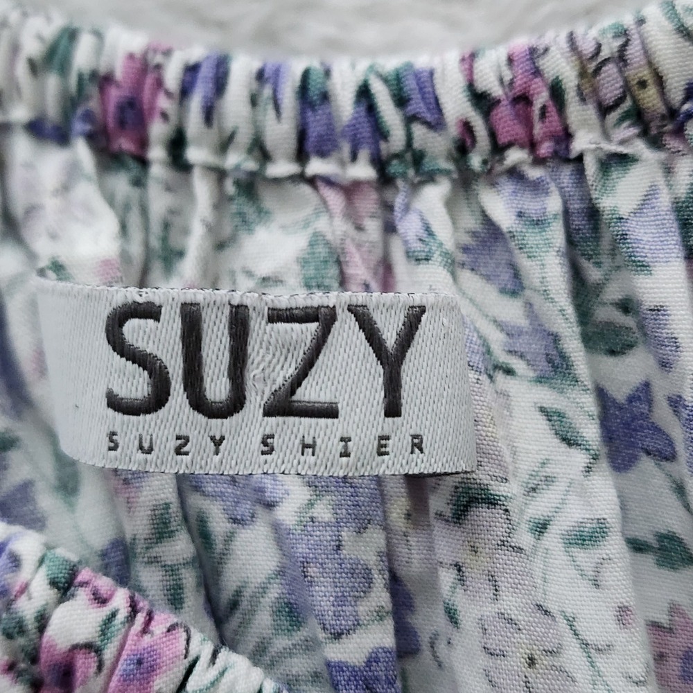 Suzy Shier Tiered Floral Dress Womens XS Purple Babydoll Cottage Prairie Boho - Picture 6 of 15